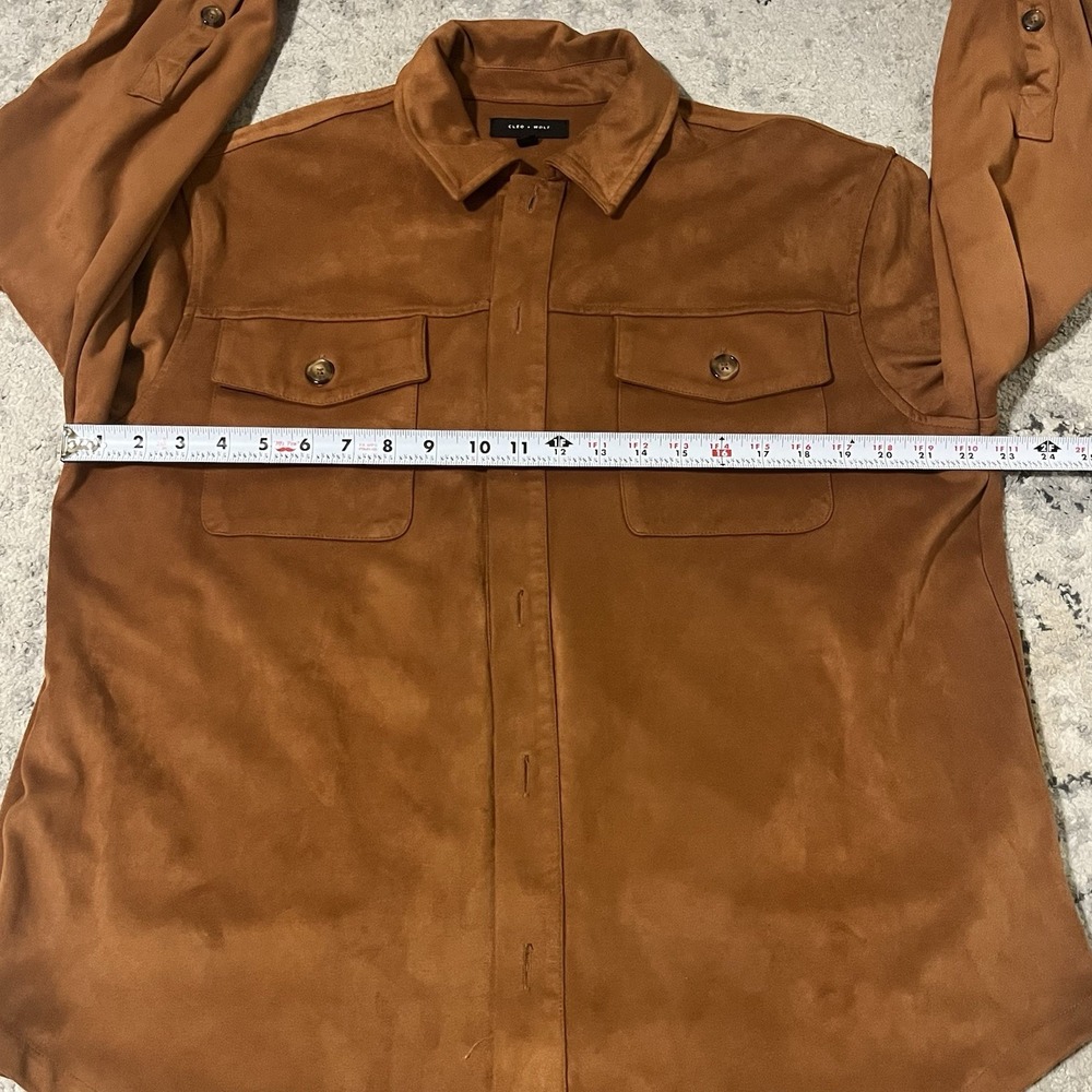 Cleo + Wolf Women's Faux Suede Shacket Western Cowgirl Shirt Jacket Size S Brown - Picture 4 of 8